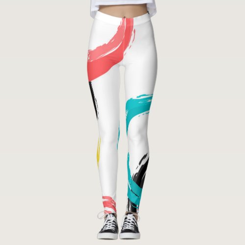 Colorful cool moderntrendy brush stroke circles leggings