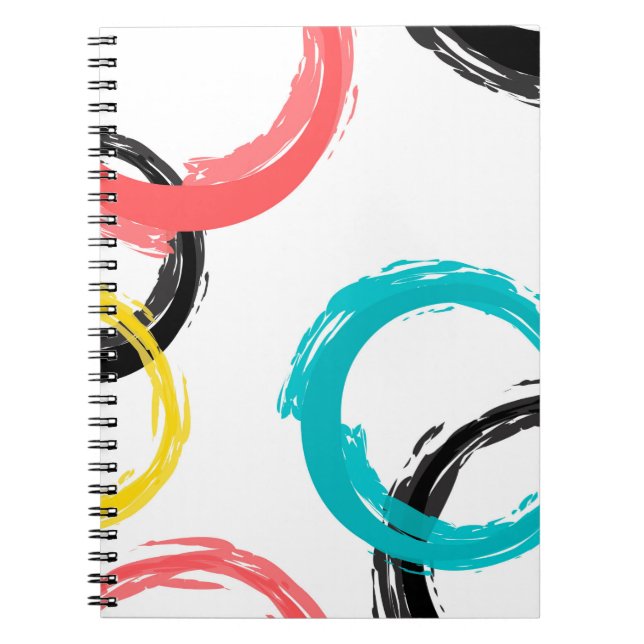 Colorful, cool, modern,trendy brush stroke circles notebook (Front)