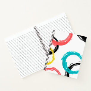 Colorful, cool, modern,trendy brush stroke circles notebook