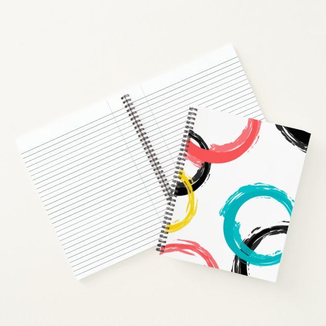 Colorful, cool, modern,trendy brush stroke circles notebook (Inside)