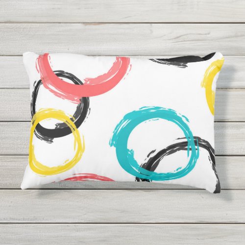 Colorful cool moderntrendy brush stroke circles outdoor pillow