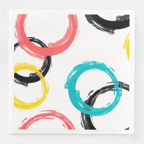 Colorful cool moderntrendy brush stroke circles paper dinner napkins