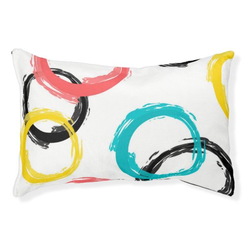 Colorful cool moderntrendy brush stroke circles pet bed