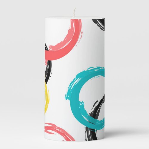 Colorful cool moderntrendy brush stroke circles pillar candle