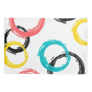 Colorful, cool, modern,trendy brush stroke circles pillow case