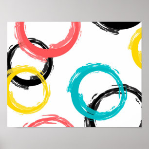 Colorful, cool, modern,trendy brush stroke circles poster