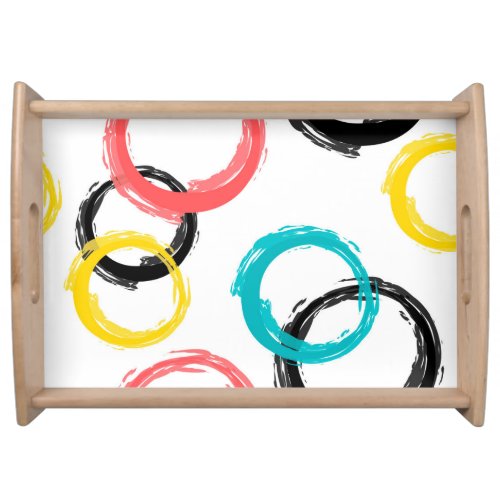 Colorful cool moderntrendy brush stroke circles serving tray