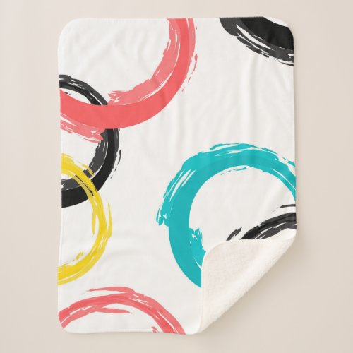 Colorful cool moderntrendy brush stroke circles sherpa blanket