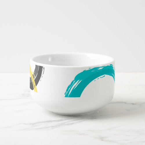 Colorful cool moderntrendy brush stroke circles soup mug