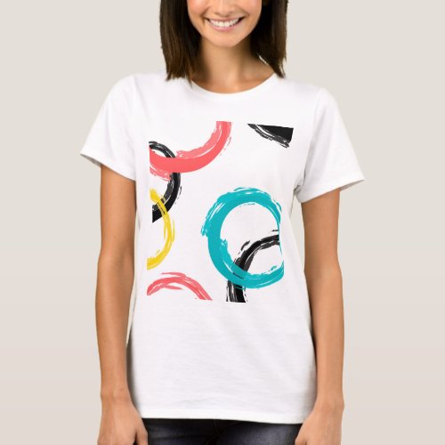 Colorful cool moderntrendy brush stroke circles T_Shirt