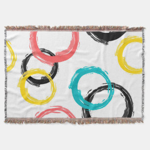 Colorful, cool, modern,trendy brush stroke circles throw blanket
