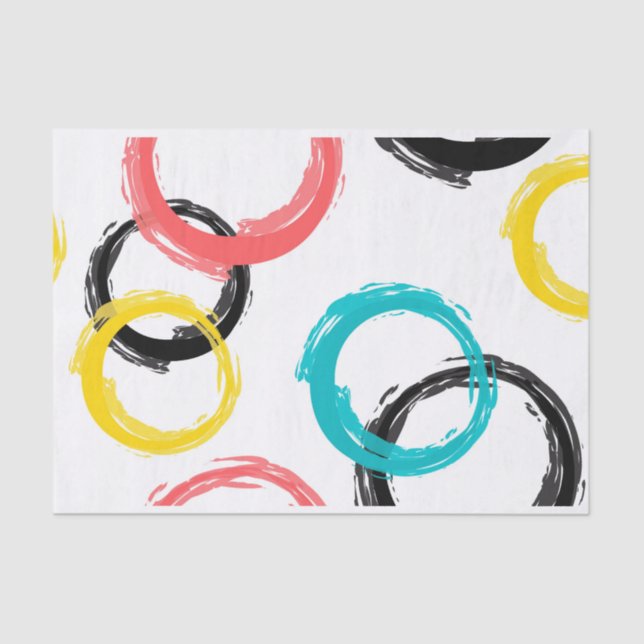 Colorful, cool, modern,trendy brush stroke circles tissue paper (Front)