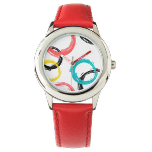 Colorful, cool, modern,trendy brush stroke circles watch