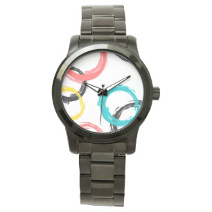 Colorful, cool, modern,trendy brush stroke circles watch