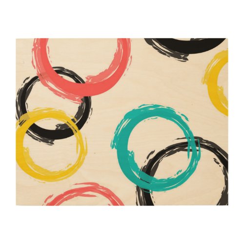 Colorful cool moderntrendy brush stroke circles wood wall art