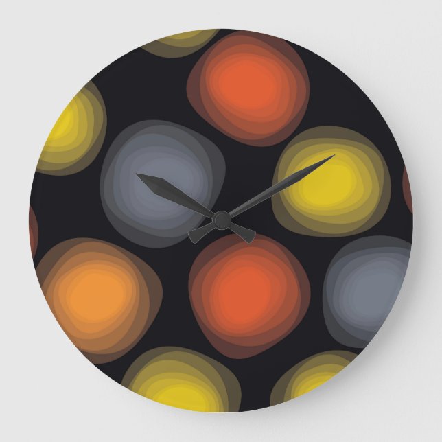 Colorful, cool, modern, trendy flower abstraction large clock (Front)