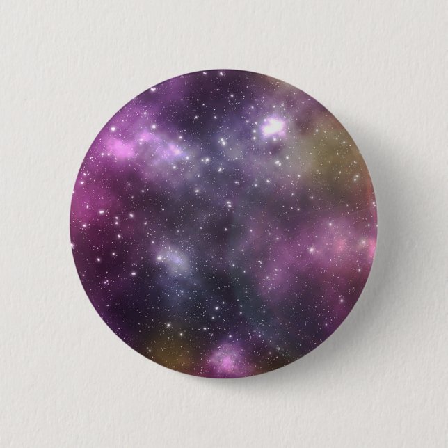 Colorful Cool Nebula and Stars in Space Button (Front)