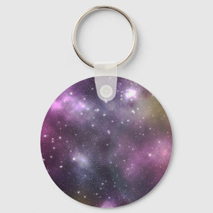 Colorful Cool Nebula and Stars in Space Keychain