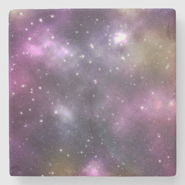 Colorful Cool Nebula and Stars in Space Stone Coaster (Front)