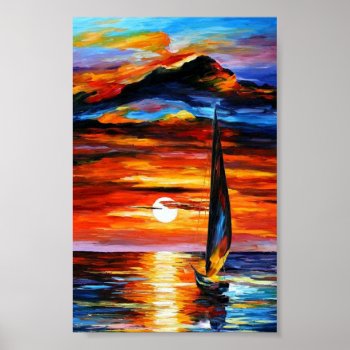 Colorful Cool Retro Hawaii Sunset Oil Painting Poster by Zr_Desings at Zazzle