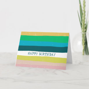 Colorful Cool Simple Stripes CUSTOM HAPPY BIRTHDAY Card