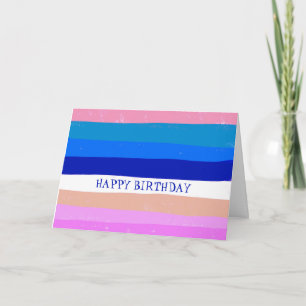 Colorful Cool Simple Stripes CUSTOM HAPPY BIRTHDAY Card
