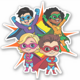 Colorful Cool Superhero Comic Book Cute Cartoon Sticker