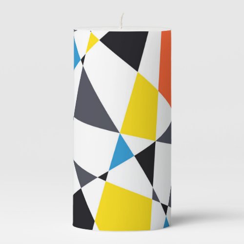 Colorful cool trendy modern geometric shapes pillar candle