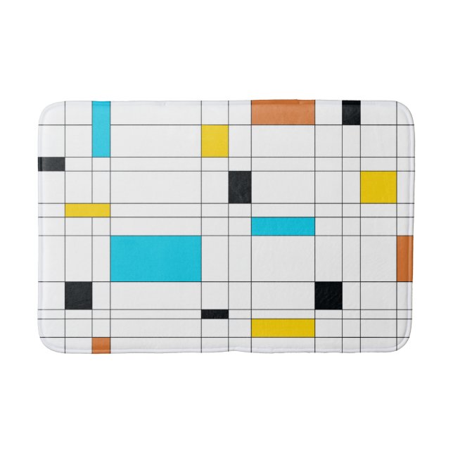 Colorful, cool, trendy, modern illustration art bath mat (Front)