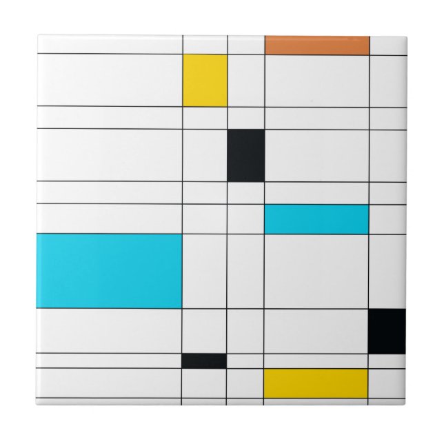 Colorful, cool, trendy, modern illustration art ceramic tile (Front)