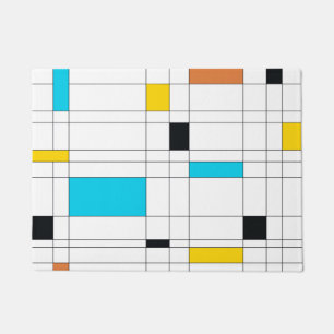 Colorful, cool, trendy, modern illustration art doormat