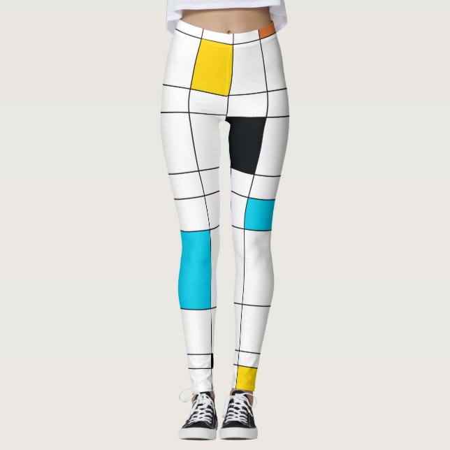 Colorful, cool, trendy, modern illustration art leggings (Front)