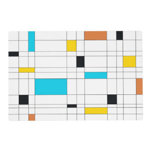 Colorful, cool, trendy, modern illustration art placemat