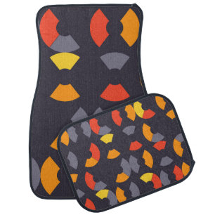 Colorful, cool, trendy, modern, urban circular art car floor mat
