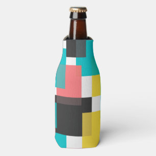 Colorful, cool, trendy, urban geometric shape art bottle cooler
