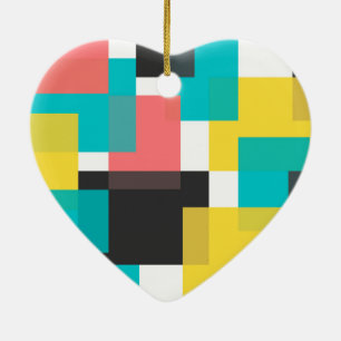 Colorful, cool, trendy, urban geometric shape art ceramic ornament