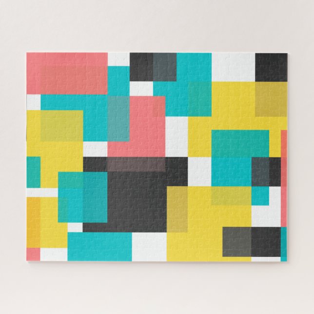 Colorful, cool, trendy, urban geometric shape art jigsaw puzzle (Horizontal)
