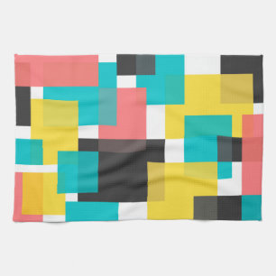 Colorful, cool, trendy, urban geometric shape art kitchen towel