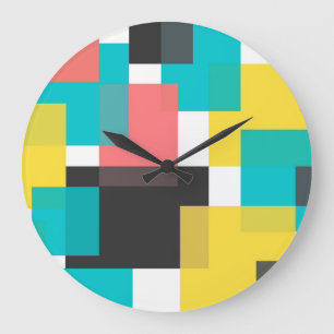 Colorful, cool, trendy, urban geometric shape art large clock
