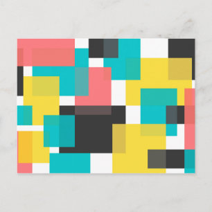 Colorful, cool, trendy, urban geometric shape art postcard