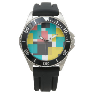 Colorful, cool, trendy, urban geometric shape art watch