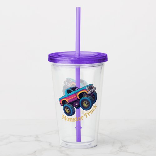 Colorful Coolest Monster Truck  Acrylic Tumbler