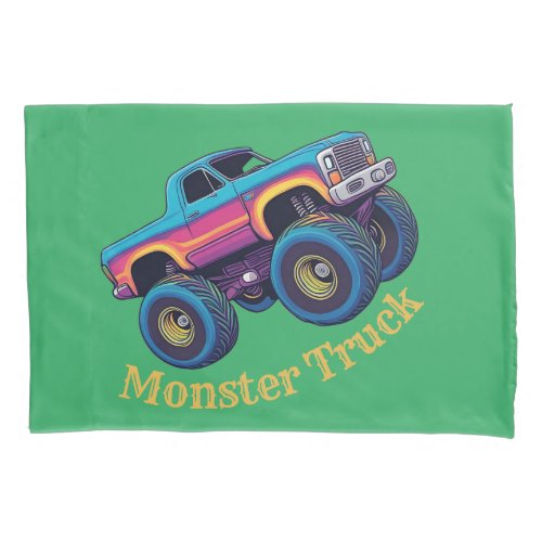 Colorful Coolest Monster Truck  Pillow Case