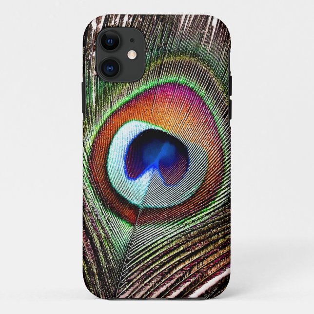 Colorful Copper Peacock Feather Case-Mate iPhone Case (Back)