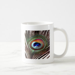Colorful Copper Peacock Feather Coffee Mug