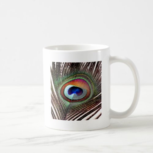 Colorful Copper Peacock Feather Coffee Mug