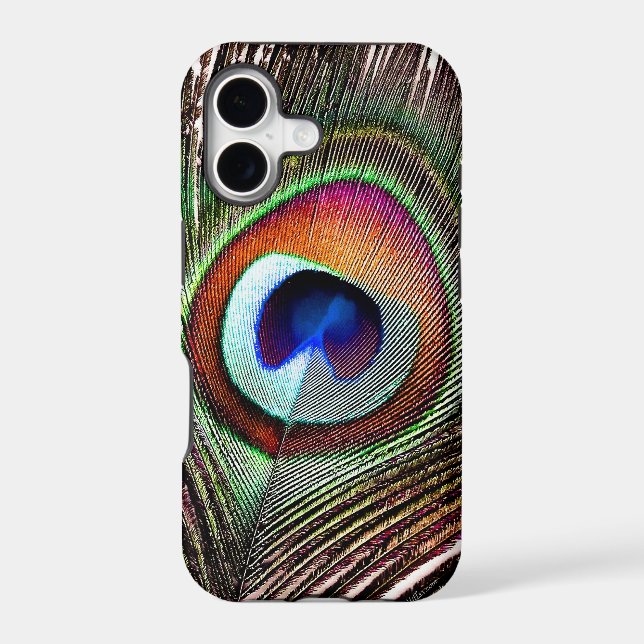 Colorful Copper Peacock Feather Iphone Case (Back)