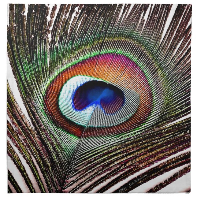 Colorful Copper Peacock Feather Napkin (Front)