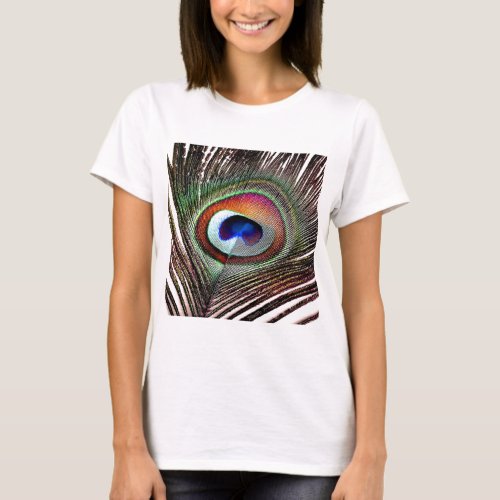 Colorful Copper Peacock Feather T_Shirt
