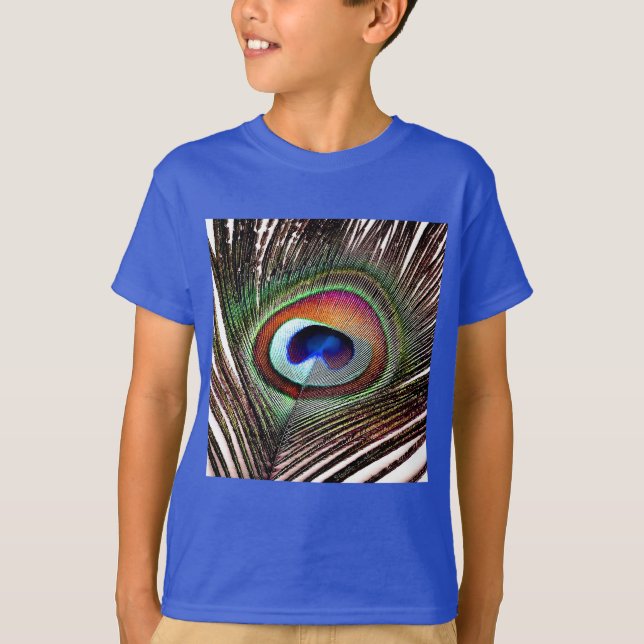 Colorful Copper Peacock Feather T-Shirt (Front)